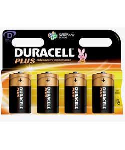 duracell Plus D Batteries - 4 Pack