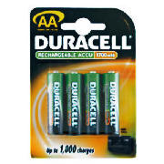 Duracell Rechargeable Batteries AA 4 1700 Mah
