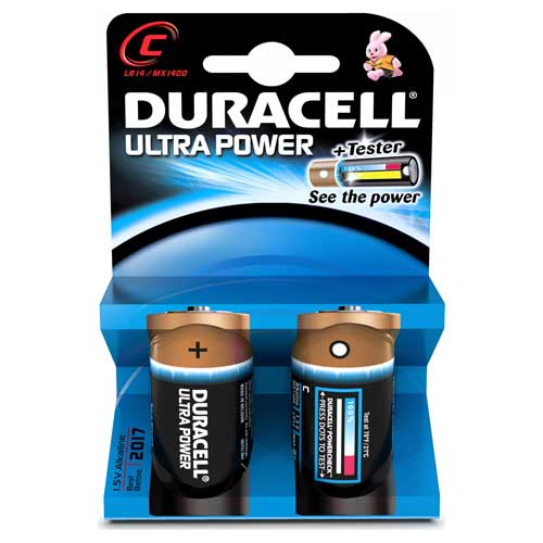 Duracell Ultra Power C Cell Batteries Pack of 2
