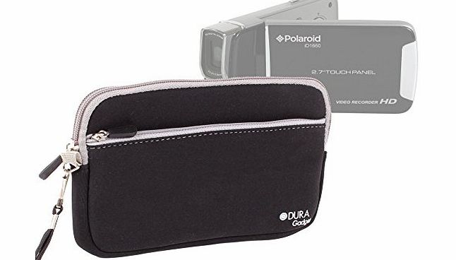 DURAGADGET Black Camcorder Case With Secure Zip Closure For The Polaroid ID1660 Full HD Camcorder