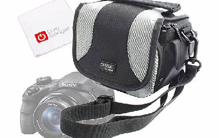DURAGADGET Portable Camera Case With Padded Interior, Pockets And Shoulder Strap For The Sony DSC-H300 / H300 Digital Compact Camera - Black (20.1MP, 35x Optical Zoom) amp; Sony NEX-5RK