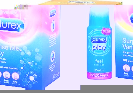Durex Pk40 - Durex Surprise Me Variety Condoms   Play Feel 60ml Lube