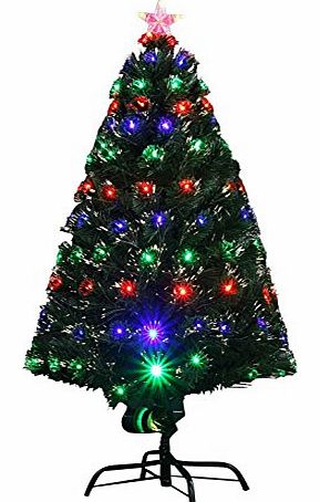 Duronic 6ft (180cm) Indoor LED Multicolour Fibre Optic Xmas/Christmas Tree with stand