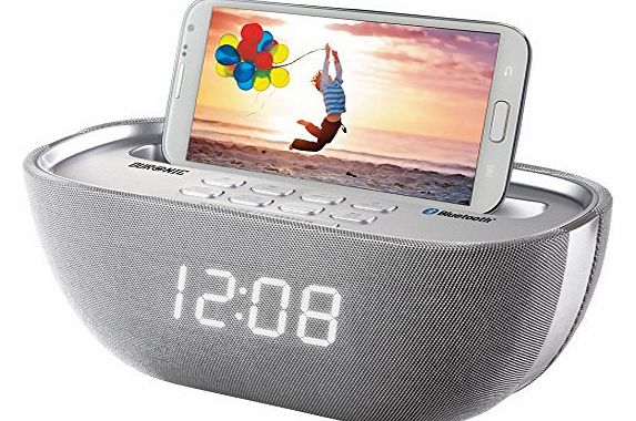 ACB17/SR Bluetooth Radio Alarm Clock Speaker with USB Phone Charger Socket - Silver