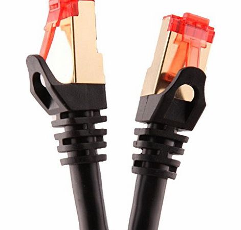 Duronic Black 0.5m CAT6a FTP Professional Gold Headed Shielded Network Cable - Black - High Speed 500MHz Premium Quality Cat6a / Patch / Ethernet / Modem / Router / LAN