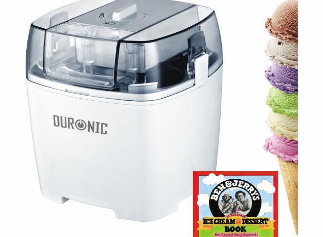 Duronic IM540 Ice Cream Machine, Sorbet and Frozen Yoghurt Maker   Free 128 pages best selling recipe book: Ben and Jerrys Homemade Ice Cream and Dessert Book