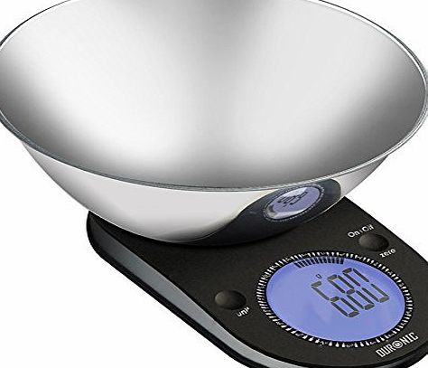 Duronic KS5000 Large Digital Display 5KG Kitchen Scales with 24.5cm Diameter Stainless Steel Mixing Bowl and 2 Years FREE Warrantee