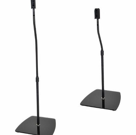 Duronic SPS2619 Universal Home Cinema Surround Glass Speaker Stands - Height Adjustable - Black - Set of 2