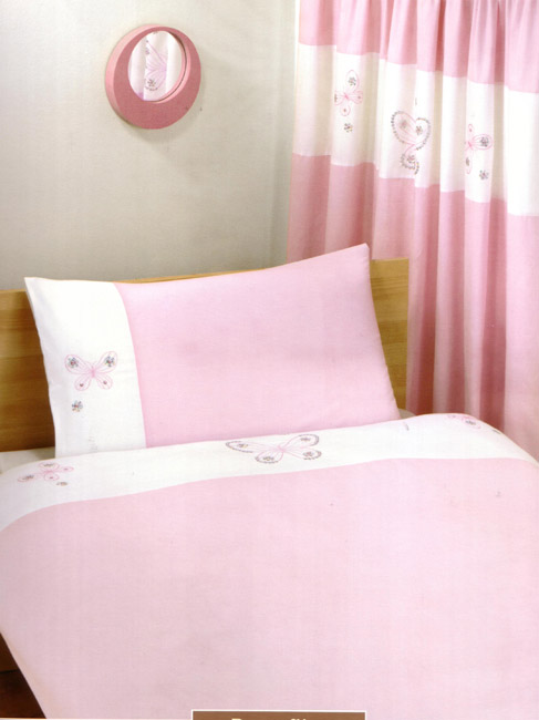 Duvet Cover Butterfly Pink Double Size Embroidered Duvet Cover and 2 pillowcases Bedding