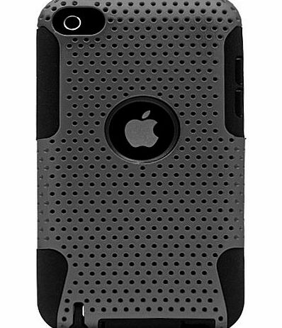DW Dual Protection Back Cover Case with Black Skin for Ipod Touch 4 (Grey)