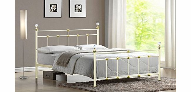 Dynasty BEDZONLINE 4FT6 DYNASTY METAL BED CREAM/GOLD