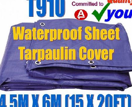 DYNATEC 1 x Blue 4.5m x 6m Heavy Duty Waterproof Tarpaulin Ground Sheet Cover
