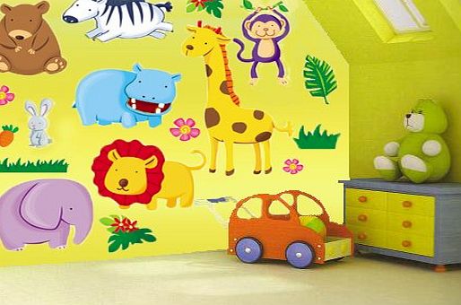 e-baby-store Large Jungle Animal Wall, Furniture Stickers For Nursery, Childrens, Baby, Childs, Kids, Boys, Girls Bedroom, Playroom. Decals, Stickarounds, Murals, Wallpaper, Adhesives.