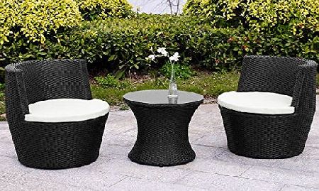 E-Bargains Verona 3 Piece Rattan Garden Patio Furniture Vase Dining Eating Picnic Table Set amp; 2 Chair Stackable Neat Tidy Beautiful Contemporary Outdoor Living Garden Conservatory Patio Summer Sunny Innovati