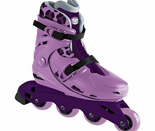 E-Moto Girls Adjustable In Line Skates - Leopard Print, Size 13-3