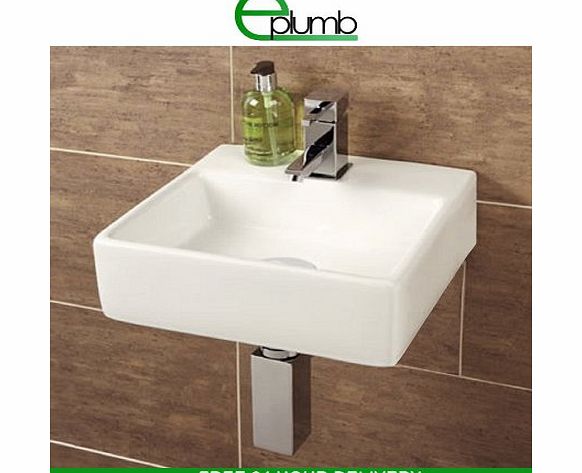 E-PLUMB Small Compact Mini Tiny Bathroom Cloakroom Basin Sink Wall Hung Square 330 X 290