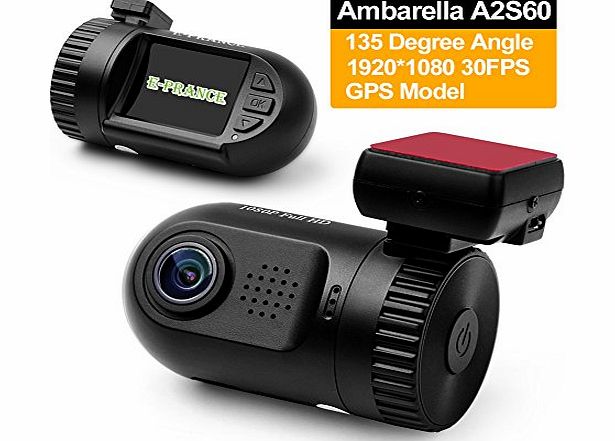 New Original Ambarella A2S60 Chip Mini 0801 5M pixel CMOS Car DVR Recorder + High Resolution Full HD 1080P 30 FPS, OV2710 + Build-in 8GB Memory + GPS Logger + H.264 + G-sensor + Car License