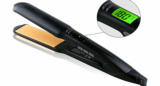 E-THINKER Salon Professional Digital 1 2/5 inch Anti Static Ceramic Plates Hair Straightener Flat Iron with Negative Ion Emission