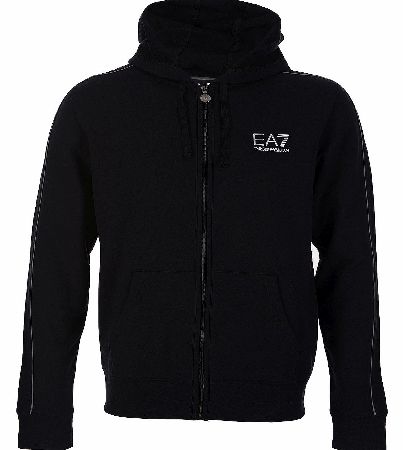 EA7 Chest Branded Hooded Top Black