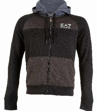 EA7 Emporio Armani Zip Thru Panel Hooded Top