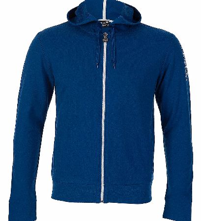 EA7 Zip Hooded Top Sleeve Enlarged Logo Blue