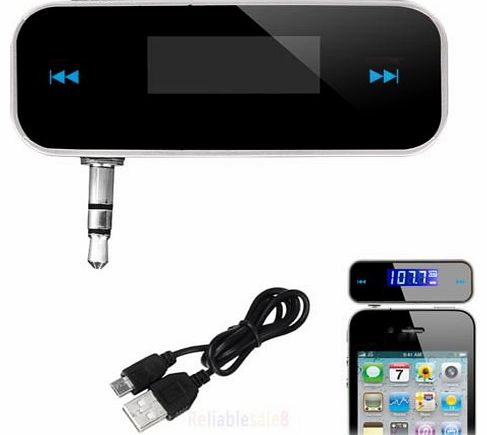  Universal Wireless 3.5mm In-Car LCD Display FM Transmitter For Apple iPhone 5S 5C 5 4S 4 iPod Touch Samsung Galaxy Note 2 II 3 III S4 SIV S3 SIII MP3 (black)