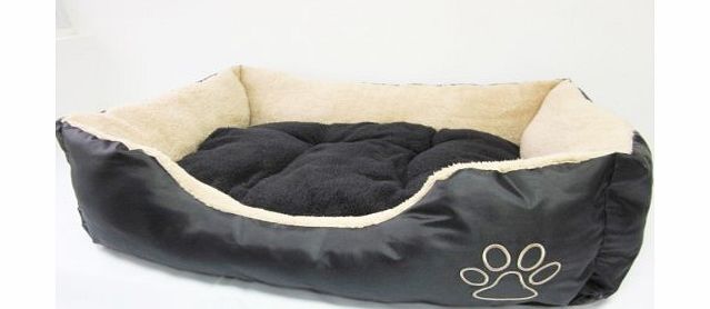Easipet Dog Bed Deluxe Faux Fur in Black and Tan - L