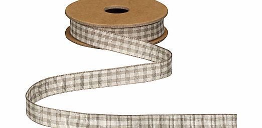East of India Grey Gingham Ribbon, 3m