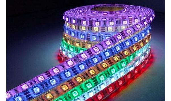 16.5ft 5m Waterproof SMD 5050 RGB LED Strip Tape Light Flexible LED Ribbon 5M Waterproof 150leds SMD 24KEY Colours IR Controller. Ideal For Gardens, Homes, Kitchen, Under Cabinet, Aquariums, Cars, Bar