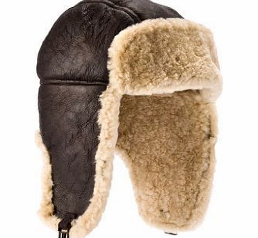 Eastern Counties Genuine Sheepskin Leather Hand Crafted Mens Aviator / Trapper Flying Hat (M)