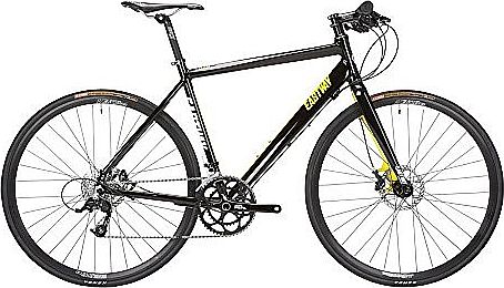 Eastway Mens Alloy Flat 1.0 Bar Road Bike - Black/Yellow, Small
