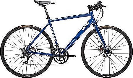 Mens Alloy Flat 4.0 Bar Road Bike - Blue/White, Medium