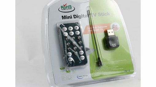 EastWharf Mini Digital TV Stick DVB-T Digital USB TV Adapter/Dongle/Stick Freeview Receiver/Recorder amp; Aerial for PC and Laptop. Supports Windows XP/Vista/7