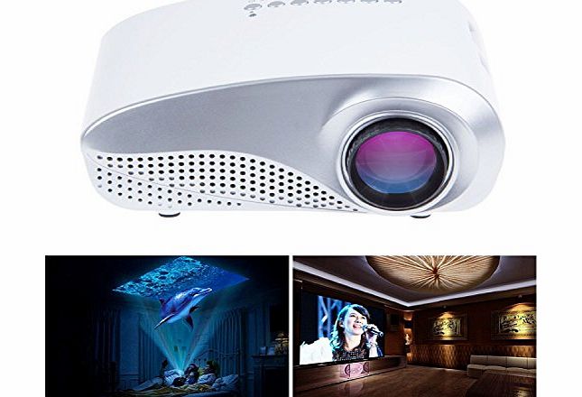 Easygo white 60`` Portable Mini LED + LCD Projector Cinema Theater, Support Pc Laptop VGA +Hdmi (Laptop, MHL Smart Phone)+ Sd Card + USB (U Disk)+ Av (Dvd) Input, with Remote Control