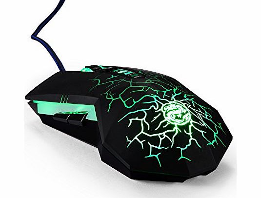 EasyAcc Grampus Gaming Mouse 3600 DPI Ergonomic Optical Laser Gaming Mice with Changeable LED Colors, High Precision for PC or Mac