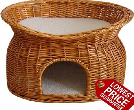 Easypet Handmade Two tiers wicker basket for cats or small dog,Pet House, A piece of Furniture!!! 2458 (Honey)** Cushions may vary**