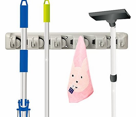 Mop and Broom Holder, Wall Mounted Garden Tool Storage Tool Rack Storage & Organization for Your Home, Closet, Garage and Shed, Holds Up To 11 Tools,Superior Quality Tool Rack Holds Mops, Br