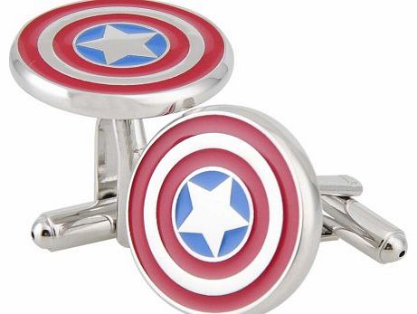Rhodium Plated Captain America Cufflinks Marvel Comics Formal Wear