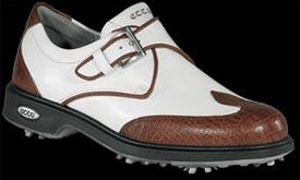 Ecco New Classic Wing Buckle Womens Golf Shoe Cognac/White