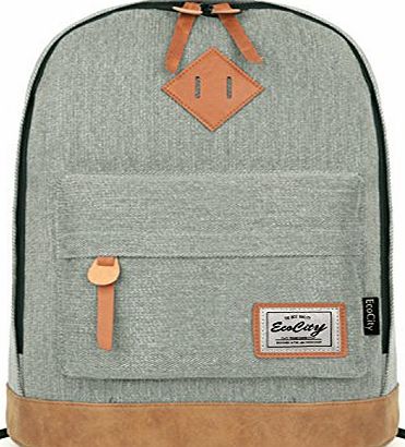 EcoCity Classical College School Laptop Backpack Rucksak Back Pack Bags (Grey)