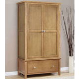 Lynmouth 2 Door 1 Drawer Wardrobe in Solid wood with Light Oak finish
