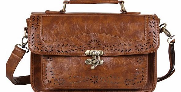 Women Designer Vintage Leather Satchel Shoulder Bag Briefcase Handbag (coffee)