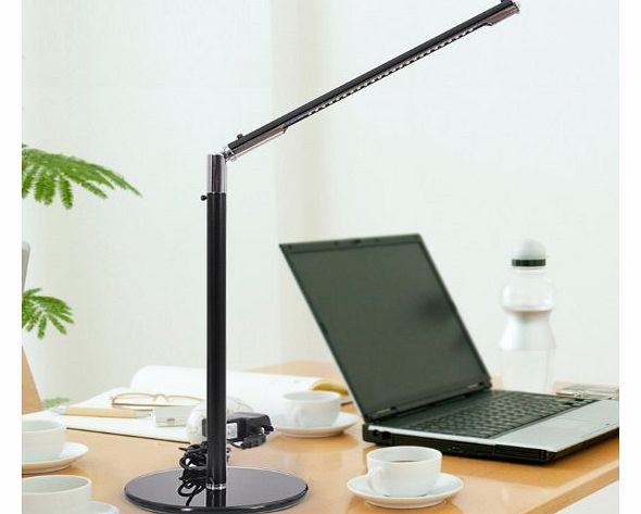 Modern 24 LED Desk Lamp Table Lighting Toughened Glass Base USB/AC 110V-220V Power -Black