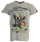 Ed Hardy 77 Tattoo Eagle Grey T-Shirt