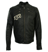 Ed Hardy Black Custom Riders Leather Jacket