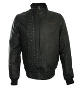 Ed Hardy Black Luck and Opportunity Leather Jacket