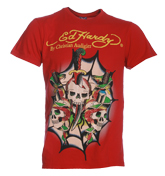 Ed Hardy Dagger Skulls and Snakes Red T-Shirt