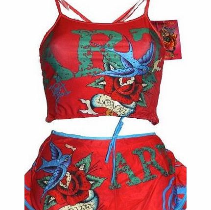 Ed Hardy Girls ED HARDY Designer Swimwear Sizes 2-13 Years: Red / 3pc Tankini: 3 years (3-4)