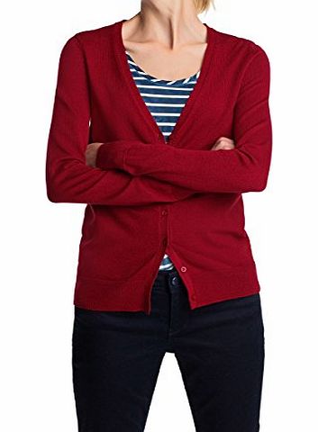 edc by Esprit  Womens WINTER CARDI Plain V-Neck Long Sleeve Cardigan, Red (SUN DRIED TOMATO 628), UK 12 (Manufacturer size: M)