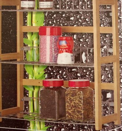 Edco Bamboo Wooden Kitchen Storage Rack Shelves - Spices, Jars, Cups etc